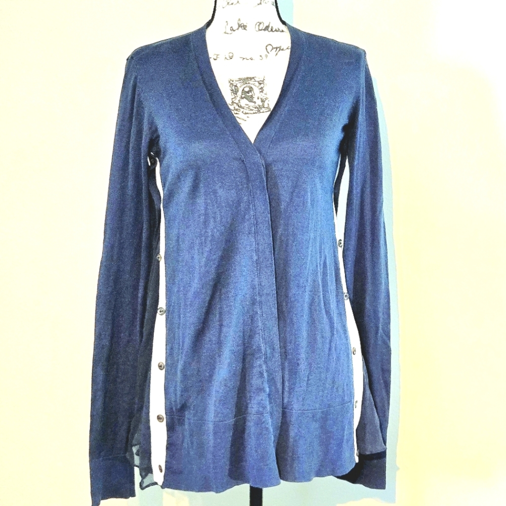 Peakaboo Sides Cardigan, Lightweight Cotton & Silk, Button Closures - Vera Wang
